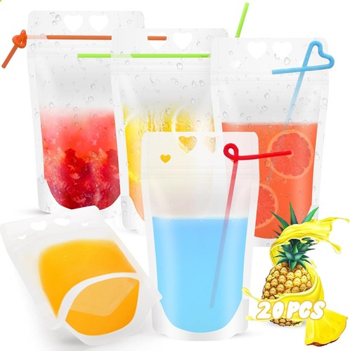 Reusable clear drink pouches - clear,