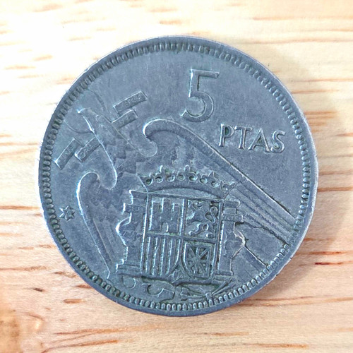 Spain 1957 pesetas coin - 1957, 5