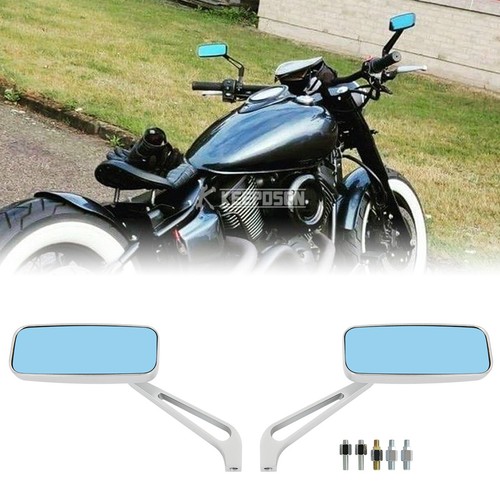 Silver motorcycle side mirrors - side,