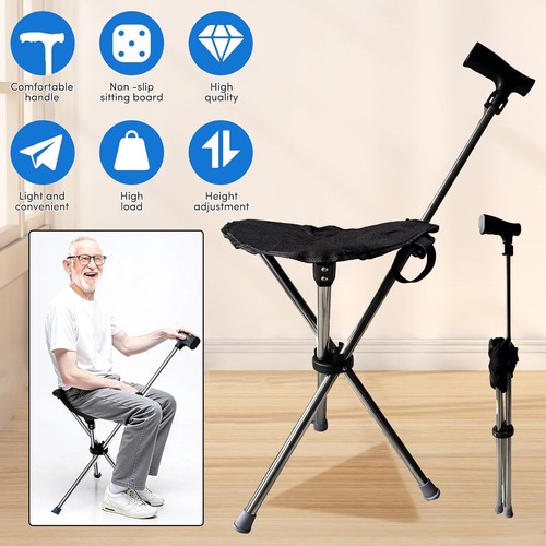 Cane with seats foldable - with, stool
