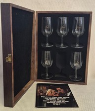Vintage Set Of 5 Remy Martin Wine Glasses In Wooden Display Box - 13.5x5x5cm