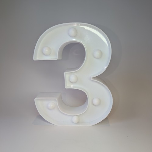 Led light number white - light,