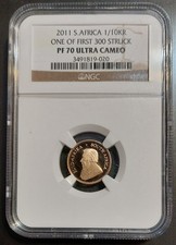 2011 Gold Proof 1/10 Oz Krugerrand 1 Of First 300 Struck NGC PF70 UCAM ToughDate