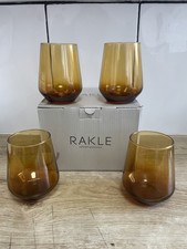 RAKLE Iconic 4Pcs Set Glassware Glass Tumblers Amber Drinking Glasses Set New