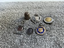Silver - Coin Badge, Charles Horner Thimble, Medals & Silver Mount With Coin