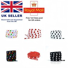 Heart Print Flat Shoelaces Sneaker Trainers 9 styles 140-160 CM UK DISPATCH