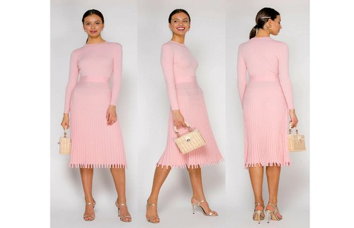 Ladies pink long sleeve knit - pink,
