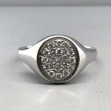 18ct White Gold Diamond Signet