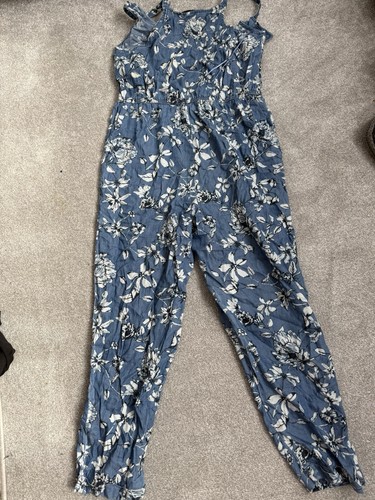Blue floral jumpsuit - blue,