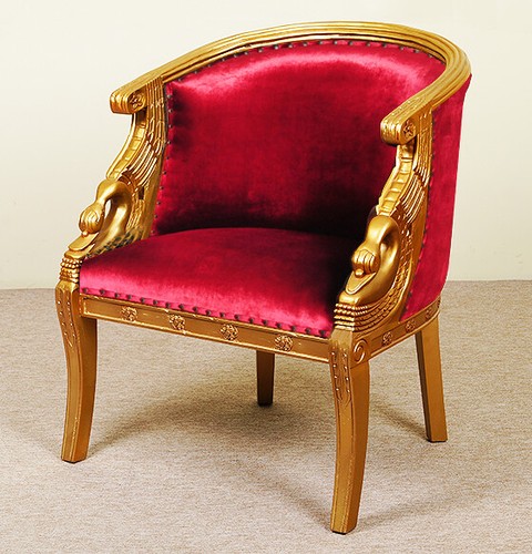 Gold swan carved armchair - swan,