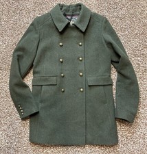 SUPERDRY Green Ladies Coat Wool Blend double breasted jacket size Medium