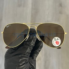 Ray-Ban RB3025 001/57 Gold Aviator Sunglasses Crystal Brown Polarized Lens 62 mm