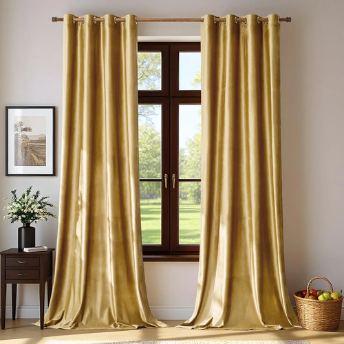 Gold velvet blackout curtains - gold,