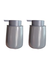 2 Pack Soap Dispenser Ceramic 14oz Lotion or Liquid Soap Dispenser Bathroom Grey