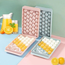 1pc Ice Cube Tray with Lid 33 Grids Ice Ball Maker Mould Round Easy Release UK