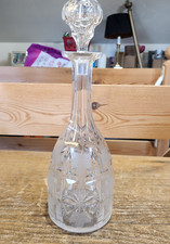 Antique Victorian Approx 14" Cut Glass Decanter with Vine leaf decoration
