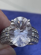 9K White Gold Brazilian Pink Amethyst & White Topaz Ring Size N with COA