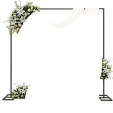 Wedding Arch Chuppah 8’x8' Backdrop Stand Black Portable Adjustable Square