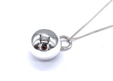 925 Sterling Silver Harmony Chime Ball Charm Pendant on Silver Curb Chain