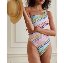 Missoni one shoulder metallic crochet knit swimsuit Size IT 40/4