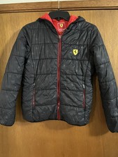 Scuderia Ferrari Kid 11/12 Full Zip Black Puffer Hooded  Jacket