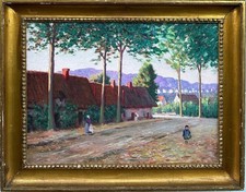 Impressionist Painting : Pas-de-Calais. French Street Scene, oil on canvas