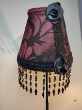 Handmade Vintage Lampshade small Burgundy Red Black Rose Shade