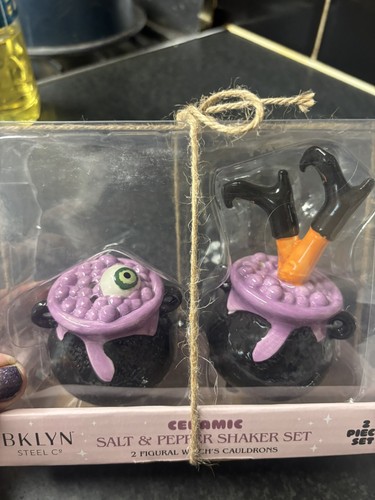 Ceramic witches cauldron salt - ceramic,