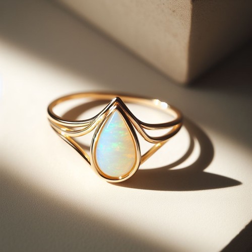 Natural fire opal - fire, 14k