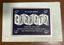 Vintage De La Rue Canasta Card Game Set - with Tray, Score Card and Intructions
