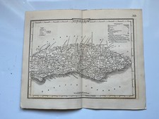 antique map Sussex England c1840 Dugdale / Tallis