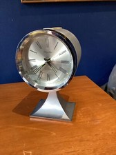 Vintage Retro Rhythm 4 Jewels Transistor Bell Alarm Clock No7RA021 Brushed Alloy