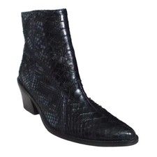 Guilhermina Ladies Black Leather Python Print Western Ankle Boot Size EU 38 UK 5