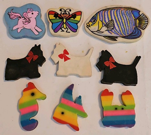 Vintage 1980s novelty erasers - 1980s,
