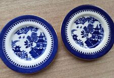 Royal Worcester Willow Pattern 2 plates 12cm Blue & White  Antique Mark 1860s?