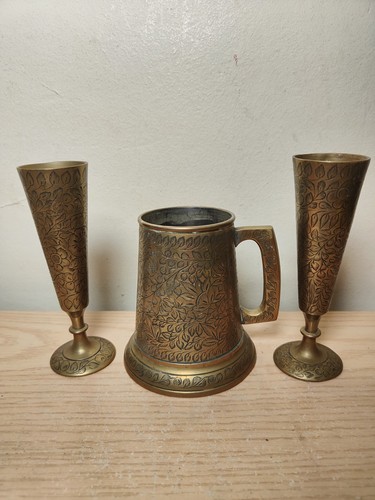 Indian brass tankard 2x - &,