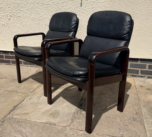 Pair danish leather desk chair - leather,
