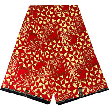 African Fabric Wax Print Ankara 100% Cotton Yards Red Cream Sewing Material