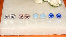 Beautiful G/P Stud Earrings with 7mm Crystal-Choice of Colours-Wedding-Gifts