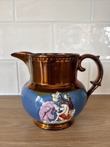 Antique copper lustre jug - copper,