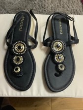 Peacocks black sandals with