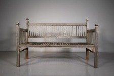 Heals of London Edwardian Antique Teak Garden Bench Seat