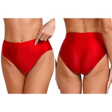 Women Thongs High Waist Panties Silk Satin Trunks Low Rise Underwear Cheeky