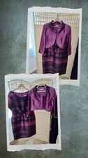 Mother Of The Bride 2 Piece Outfit Purple Black Bolero Jacket and Dress UK 16