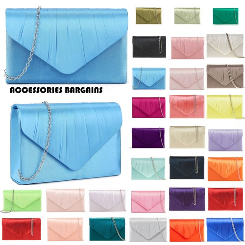 Women satin pleated clutch bag - women,