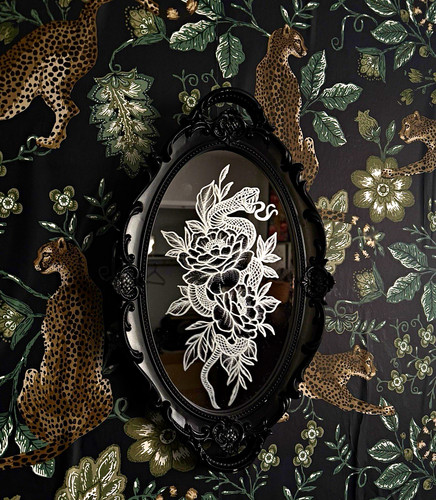 Hand engraved floral snake - floral,