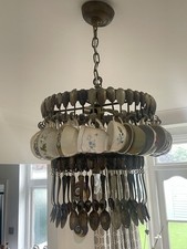 Silver Spoon & Tea Cup Chandelier, Upcycled Vintage.