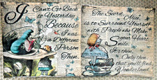 Lovely Pair of Alice in Wonderland Quotes Polyester  Cushion Covers 18" x 18"  A