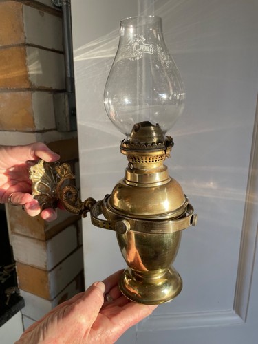 Antique ships lamp brass with - ships,