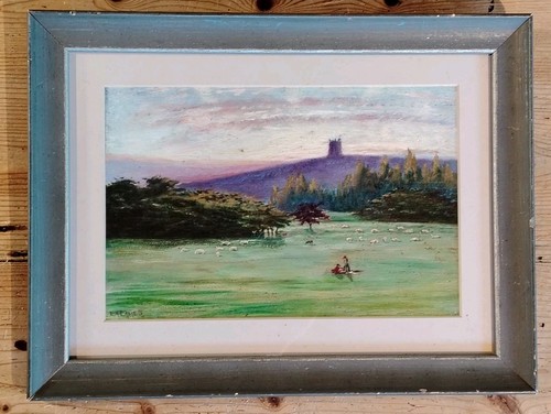 Vintage small oil board of - oil, on